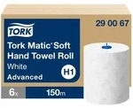 Tork Matic weiche Papierhandtuchrollen Wei&szlig; mit grauem Bl&auml;tterdesign H1,