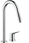 Hansgrohe AXOR Citterio M 2-Loch Einhebel-K&uuml;chenmischer 220 mit Ausziehbrause,