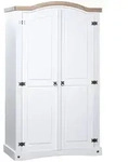 vidaXL Kleiderschrank Mexiko-Stil Kiefernholz 2 T&uuml;ren Wei&szlig;