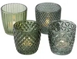 Teelichthalter Marilu Glas lackiert gr&uuml;n H.8 cm &Oslash;.8 cm 4 St&uuml;ck