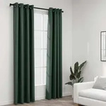 vidaXL Verdunkelungsvorh&auml;nge &Ouml;sen Leinenoptik 2 Stk. Gr&uuml;n 140x225 cm