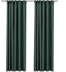 vidaXL Verdunkelungsvorh&auml;nge Haken Leinenoptik 2 Stk. Gr&uuml;n 140x225 cm