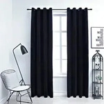 vidaXL Verdunkelungsvorh&auml;nge mit &Ouml;sen 2 Stk. Samt Schwarz 140x175 cm