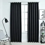 vidaXL Verdunkelungsvorh&auml;nge mit Haken 2 Stk. Schwarz 140x175cm