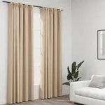 vidaXL Verdunkelungsvorh&auml;nge Haken Leinenoptik 2 Stk. Beige 140x245 cm