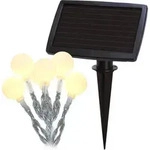 StarTrading LED Solar Lchterkette Kugeln 20 warmwei&szlig;e Mini B&auml;lle L: 4,75m Sensor