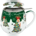 K&ouml;nitz Porzellan Becher mit Sieb und Deckel, Merry Christmas-Weihnachtselch