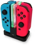 Ladestation 4-in-1 f&uuml;r Nintendo Switch Joy-Cons, LED Beleuchtung Eaxus