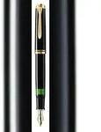 Pelikan M600, Schwarz, Gold, Integriertes Bef&uuml;llsystem, Diamond, Harz, Gold, Kursiv
