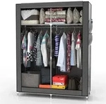 Intirilife Faltschrank 108x170x45 cm in ASCH GRAU - mit Rei&szlig;verschluss Stoffschrank
