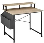 tectake Schreibtisch mit Ablage und Stofftasche Industrial Holz Hell, Eiche Sonoma