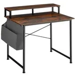 tectake Schreibtisch mit Ablage und Stofftasche Industrial Holz Dunkel, Rustikal