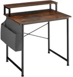tectake Schreibtisch mit Ablage und Stofftasche Industrial Holz Dunkel, Rustikal