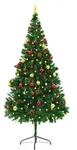vidaXL K&uuml;nstlicher Weihnachtsbaum mit Beleuchtung & Kugeln Gr&uuml;n 210 cm
