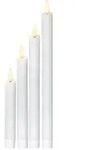 LED Stabkerzen Flamme Echtwachs flackernde LED 4 Gr&ouml;&szlig;en Timer wei&szlig; 4er Set