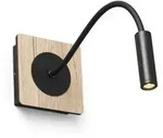 mood, wandleuchte aus holz und schwarzem metall, faro barcelona