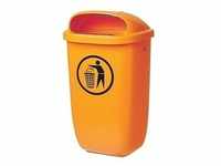 Abfallbehälter 50l Kunststoff orange H650xB395xT250mm mit Regenhaube