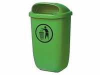 Abfallsammler Mülleimer 50l H650xB395xT250mm Kunststoff mit Regenhaube grün