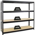 Proregal Schwerlastregal DINO | HxBxT 180x200x60cm | 4 MDF-Platten-Ebenen 6,5 mm 