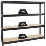 PROREGAL Schwerlastregal Dino | HxBxT 180x200x45 cm | Fachlast 500kg | Schwarz 