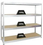 PROREGAL Schwerlastregal Dino | HxBxT 180x200x60 cm | Fachlast 500kg | Verzinkt 