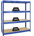 Proregal Schwerlastregal DINO | HxBxT 180x160x60cm | 4 MDF-Platten-Ebenen 6,5 mm 