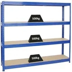PROREGAL Schwerlastregal Dino | HxBxT 180x200x45 cm | Fachlast 500kg | Blau 