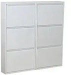 Pisa Schuhschrank mit 6 Klappen/ T&uuml;ren in Metall weiss.Fertig montiert geliefert.