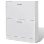 vidaXL Wei&szlig;er Holz-Schuhschrank mit 2 Schuhkippern