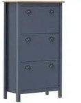 vidaXL Schuhschrank Hill Grau 72x35x124 cm Massivholz Kiefer