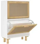 vidaXL Schuhschrank Wei&szlig; 52x25x80 cm Holzwerkstoff & Rattan Natur