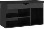 vidaXL Schuhbank mit Kissen Hochglanz-Schwarz 80x30x47cm Holzwerkstoff
