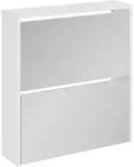 vidaXL Schuhschrank mit Spiegel 2 F&auml;cher Hochglanz-Wei&szlig; 63x17x67 cm