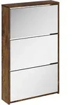 vidaXL Schuhschrank mit Spiegel 3 F&auml;cher R&auml;uchereiche 63x17x102,5 cm