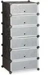 Relaxdays Schuhschrank Kunststoff, Schuhregal geschlossen, Regalsystem 6 F&auml;cher, H x