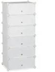 Relaxdays Schuhschrank Kunststoff, Schuhregal geschlossen, Regalsystem 6 F&auml;cher, H x