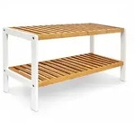 Relaxdays Schuhregal, Bambus, HBT: 33 x 70 x 24,5 cm, 2 Schuhablagen, Schuhschrank