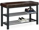 Relaxdays Schuhbank, 6-8 Paar Schuhe, Schuhregal zum Sitzen, Kunstleder-Polster,