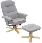 Mendler Relaxsessel M56, Fernsehsessel TV-Sessel mit Hocker, Stoff/Textil,
