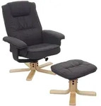 Mendler Relaxsessel M56, Fernsehsessel TV-Sessel mit Hocker, Stoff/Textil,