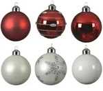 MARELIDA Christbaumkugel Weihnachtskugel Glas D: 8cm gl&auml;nzend und matt rot wei&szlig; 6er