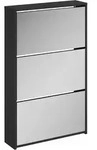 vidaXL Schuhschrank mit Spiegel 3-lagig Schwarz 63x17x102,5 cm