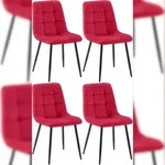 CLP 4er Set Esszimmerst&uuml;hle Antibes Samt Samt HBT: 84x45x55 cm rot