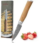 Wakoli Damast Officemesser Klingenl&auml;nge 8,50 cm mit Olivenholzgriff