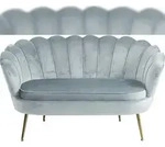 SalesFever Muschel-Sofa | Bezug Samt-Stoff | Gestell Metall goldfarben | B 136 x T 77