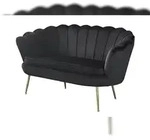 SalesFever Muschel-Sofa | Bezug Samt-Stoff | Gestell Metall goldfarben | B 136 x T 77