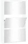 vidaXL Schuhschrank mit Spiegel 3-lagig Hochglanzwei&szlig; 63x17x102,5 cm