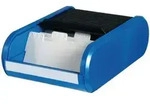 helit Visitenkartenbox H6218093 DIN A8 300 Karten Blau, Schwarz 13,6 x 24 x 6,7 cm