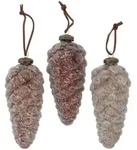 B. 3tlg Set Weihnachts-Anh&auml;nger Mikana Tannenzapfen geeist - 2012150