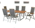 Merxx Siena Set 7tlg., 6 Klappsessel, Ausziehtisch 150 (200) x 90 cm,